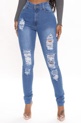Tempe Distressed Jeans - Medium Blue Wash