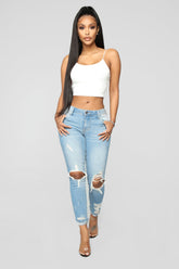 Walking On The Beach Crop Jeans - Medium Blue Wash