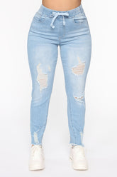 Somewhat The Same Jogger Jeans - Light Blue Wash