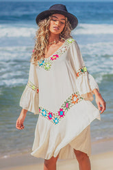 Hollow Patchwork V Neck Swimwear Cover Up