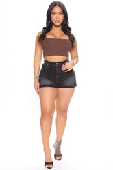 Take Me Away High Rise Denim Shorts - Black