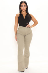 Valentina High Rise Flare Jeans - Khaki