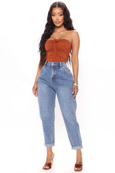Thinking About You No Stretch Mom Jeans - Medium Blue Wash