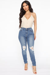 The Mixer Distressed Skinny Jeans - Medium Blue Wash