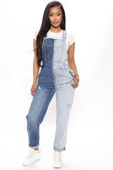 Two Faced Two Toned Overalls - Blue/combo