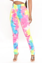 Stay Vibin' Tie Dye Skinny Jeans - Multi Color
