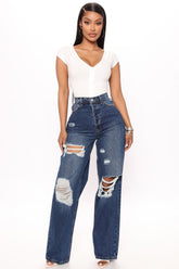 Simple Pleasure Baggy-Jeans im Stil der 90er – dunkle Waschung