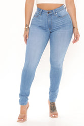 Sought After Luxe Super Stretch Skinny Jeans - Light Blue Wash