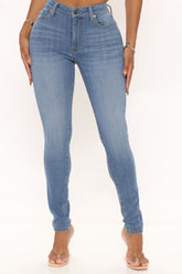 Sought After Luxe Super Stretch Skinny Jeans - Medium Blue Wash