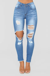 Watcha Doin' Skinny Jeans - Medium Blue Wash