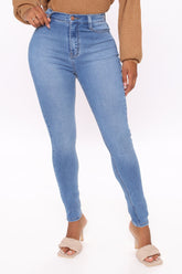 Stay Classic High Waist Skinny Jeans - Medium Blue Wash