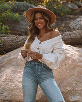 Tyler Button Front Chenille Crop Cardigan - Ivory