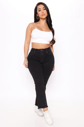 Verona Super Stretch Ankle Flare Jeans - Black