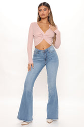 What A Dream Stretch Flare Jeans - Light Blue Wash