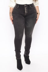 Turn It Up Contrast Skinny Jeans - Black