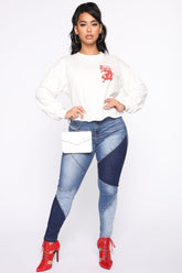 Stay In Line Mid Rise Skinny Jeans - Medium Wash