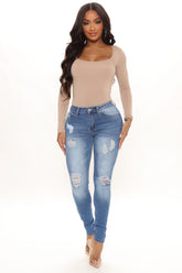 Teenage Dreams Stretch Skinny Jeans - Medium Blue Wash