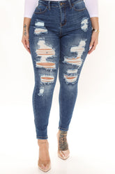 The Comeback Destructed Skinny Jeans - Dark Denim