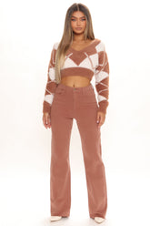 What A Stand Out Wide Leg Jeans - Brown