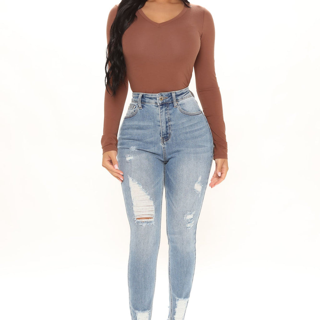 High Rise Dark Blue Skinny Jeans main image 1