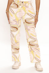 Tune In High Rise Straight Leg Jeans - Pink/combo