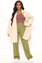 Soho Sunrise Jeans mit hohem Bund und geradem Bein - Olivgrün