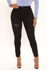 The Comeback Destructed Skinny Jeans - Black