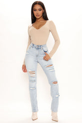 What's New Ripped Slim Straight Leg Jeans - Light Blue Wash