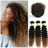 Petite perruque de cheveux bouclés dégradé de couleur