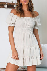 Solide Split Joint Off the Shoulder A-Linien-Kleider