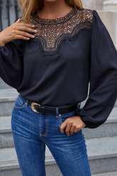 Oberteile mit Rundhalsausschnitt und einfarbiger Spitze