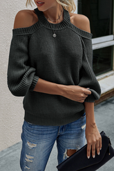 Solide Split Joint O-Ausschnitt Tops