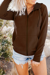 Solide Oberteile mit Kordelzug, Tasche, Reißverschluss und Kapuze