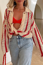 Hauts rayés à col rabattu et boucle fendue