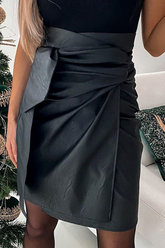 Solide Split Joint Skinny Mid Waist Bleistifthose in Volltonfarbe