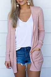 Oberbekleidung mit einfarbigem Cardigan-Kragen und geteiltem Gelenk