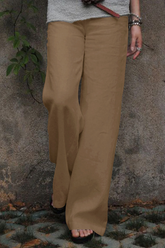 Solide Split Joint Gerade Mittel Taille Gerade Einfarbige Hosen