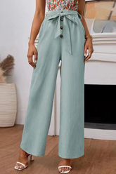 Solide Bandage-Hose mit gerader Taille und weitem Bein in Volltonfarbe