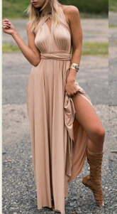 Robe midi smockée dos nu Udelle - Caramel