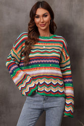 Cache-maillot à rayures multicolores et col rond