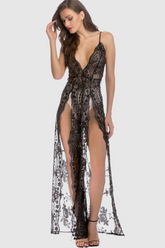 High Slit Backless Boho Cocktail Gown