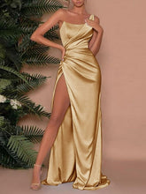 Robe longue fendue taille haute