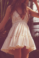 Robe courte d'été sexy à col en V profond et dos nu pour femme