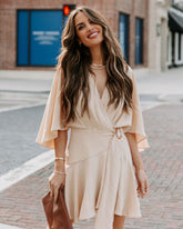Trending Ruffle Wrap Romper - Light Beige