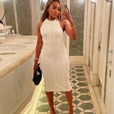 Robe en tricot sans manches à col rond Soleil