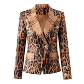 Snake Pattern Leather Blazer