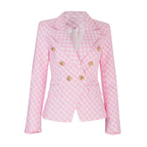 Vera Pink and White Checkered Blazer