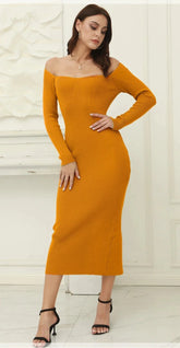 Robe pull en tricot à épaules dénudées Tia