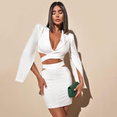 Robe moulante à manches longues creuses