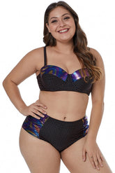 Maillot de bain bikini grande taille à pois et bonnets moulés